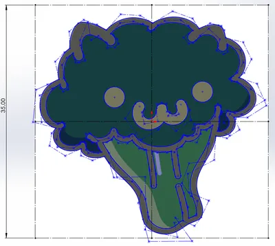 Broccoli keychain Bézier design