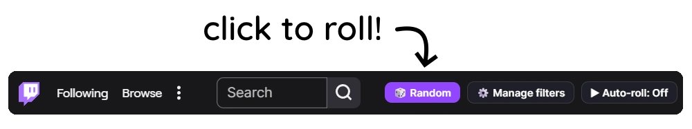 Twitch Randomizer navigation bar